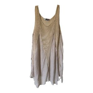 India Boutique Beige Beach Boho Indi Knit Cover-Up size M/L
